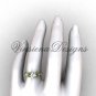 14kt yellow gold diamond leaf and vine, Fleur de Lis, Moissanite engagement ring VD20838