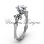 Platinum diamond leaf and vine, Fleur de Lis, Moissanite engagement ring VD20838
