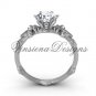Platinum diamond leaf and vine, Fleur de Lis, Moissanite engagement ring VD20838