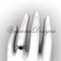 Platinum  diamond leaf and vine, Fleur de Lis, Black Diamond engagement ring VD20838