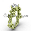 14k yellow gold diamond leaf and vine, Fleur de Lis engagement ring VD20859