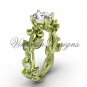 14k yellow gold diamond leaf and vine, Fleur de Lis engagement ring VD20859
