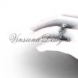 Platinum  diamond leaf and vine, Fleur de Lis engagement ring VD20859