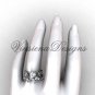 14k white gold diamond leaf and vine, Fleur de Lis, Moissanite engagement set VD20859S