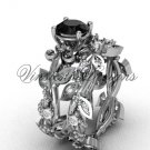 14k white gold diamond leaf and vine, Fleur de Lis, Black Diamond engagement set VD20859S 14k white gold diamond leaf and vine, Fleur de Lis, Black Diamond engagement set VD20859S