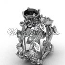 Platinum diamond leaf and vine, Fleur de Lis, Black Diamond engagement set VD20859S Platinum diamond leaf and vine, Fleur de Lis, Black Diamond engagement set VD20859S