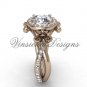 14kt rose gold diamond Fleur de Lis, halo engagement ring VD20889