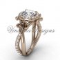 14kt rose gold diamond Fleur de Lis, halo, eternity, Moissanite engagement ring VD20889