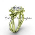 14kt yellow gold diamond Fleur de Lis, halo, eternity, Moissanite engagement ring VD20889