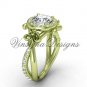 14kt yellow gold diamond Fleur de Lis, halo, eternity, Moissanite engagement ring VD20889