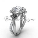 Platinum  diamond Fleur de Lis, halo, eternity, Moissanite engagement ring VD20889