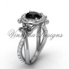 14kt white gold diamond Fleur de Lis, halo, eternity, Black Diamond engagement ring VD20889 14kt white gold diamond Fleur de Lis, halo, eternity, Black Diamond engagement ring VD20889