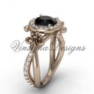 14kt rose gold diamond Fleur de Lis, halo, eternity, Black Diamond engagement ring VD20889 14kt rose gold diamond Fleur de Lis, halo, eternity, Black Diamond engagement ring VD20889