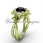 14kt yellow gold diamond Fleur de Lis, halo, eternity, Black Diamond engagement ring VD20889