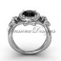 Platinum  diamond Fleur de Lis, halo, eternity, Black Diamond engagement ring VD20889