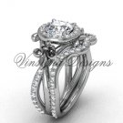 14kt white gold diamond Fleur de Lis, halo engagement ring, wedding band, engagement set VD20889S 14kt white gold diamond Fleur de Lis, halo engagement ring, wedding band, engagement set VD20889S