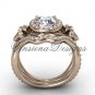 14kt rose gold diamond Fleur de Lis, halo engagement ring, wedding band, engagement set VD20889S