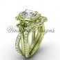14kt yellow gold diamond Fleur de Lis, halo engagement ring, wedding band, engagement set VD20889S