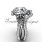 Platinum diamond Fleur de Lis, halo engagement ring, wedding band, engagement set VD20889S