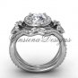 Platinum diamond Fleur de Lis, halo engagement ring, wedding band, engagement set VD20889S