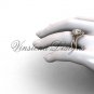 14kt rose gold diamond Fleur de Lis, halo engagement ring, Moissanite engagement set VD20889S