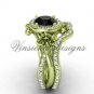14kt yellow gold diamond Fleur de Lis, halo engagement ring, Black Diamond engagement set VD20889S