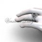 Platinum diamond Fleur de Lis, halo engagement ring, Black Diamond engagement set VD20889S