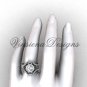 14kt white gold diamond, Fleur de Lis engagement ring with double matching band VD20889S
