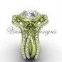 14kt yellow gold diamond, Fleur de Lis engagement ring with double matching band VD20889S