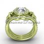 14kt yellow gold diamond, Fleur de Lis engagement ring with double matching band VD20889S