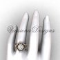14kt rose gold diamond, engagement ring with double matching band, Moissanite , VD20889S