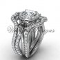 Platinum  diamond, engagement ring with double matching band, Moissanite , VD20889S