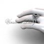 14kt white gold diamond, Fleur de Lis engagement ring , Black Diamond engagement set VD20889S