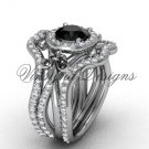 Platinum diamond, Fleur de Lis engagement ring , Black Diamond engagement set VD20889S Platinum diamond, Fleur de Lis engagement ring , Black Diamond engagement set VD20889S
