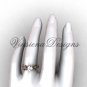 14k rose gold diamond leaf and vine, Fleur de Lis engagement ring VD208124