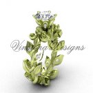 14k yellow gold diamond leaf and vine, Fleur de Lis engagement ring VD208124
