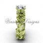 14k yellow gold diamond leaf and vine, Fleur de Lis engagement ring VD208124