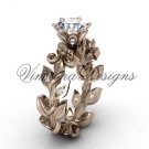 14k rose gold diamond leaf and vine, Fleur de Lis, Moissanite engagement ring VD208124 14k rose gold diamond leaf and vine, Fleur de Lis, Moissanite engagement ring VD208124
