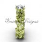 14k yellow gold diamond leaf and vine, Fleur de Lis, Moissanite engagement ring VD208124