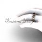 14k rose gold diamond leaf and vine, Fleur de Lis, Black Diamond engagement ring VD208124