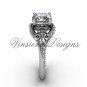 14kt white gold diamond Fleur de Lis, eternity engagement ring VD208125