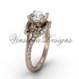 14kt rose gold diamond Fleur de Lis, eternity engagement ring VD208125