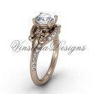 14kt rose gold diamond Fleur de Lis, eternity, One Moissanite engagement ring VD208125 14kt rose gold diamond Fleur de Lis, eternity, One Moissanite engagement ring VD208125