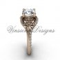 14kt rose gold diamond Fleur de Lis, eternity, One Moissanite engagement ring VD208125