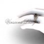 14kt rose gold diamond Fleur de Lis, eternity, One Moissanite engagement ring VD208125