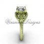 14kt yellow gold diamond Fleur de Lis, eternity, One Moissanite engagement ring VD208125
