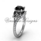 14kt white gold diamond Fleur de Lis, eternity, Black Diamond engagement ring VD208125 14kt white gold diamond Fleur de Lis, eternity, Black Diamond engagement ring VD208125