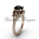 14kt rose gold diamond Fleur de Lis, eternity, Black Diamond engagement ring VD208125