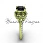 14kt yellow gold diamond Fleur de Lis, eternity, Black Diamond engagement ring VD208125