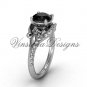 Platinum diamond Fleur de Lis, eternity, Black Diamond engagement ring VD208125